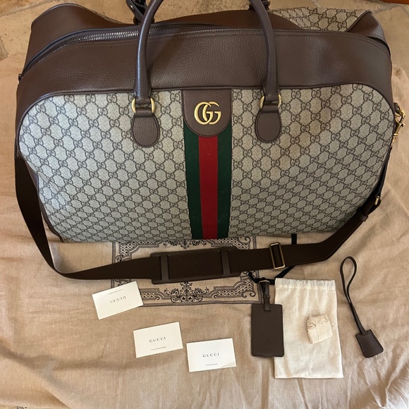 Gucci LARGE Savoy, duffel bag GG supreme brown/tan made in Italy - Picture 1 of 15
